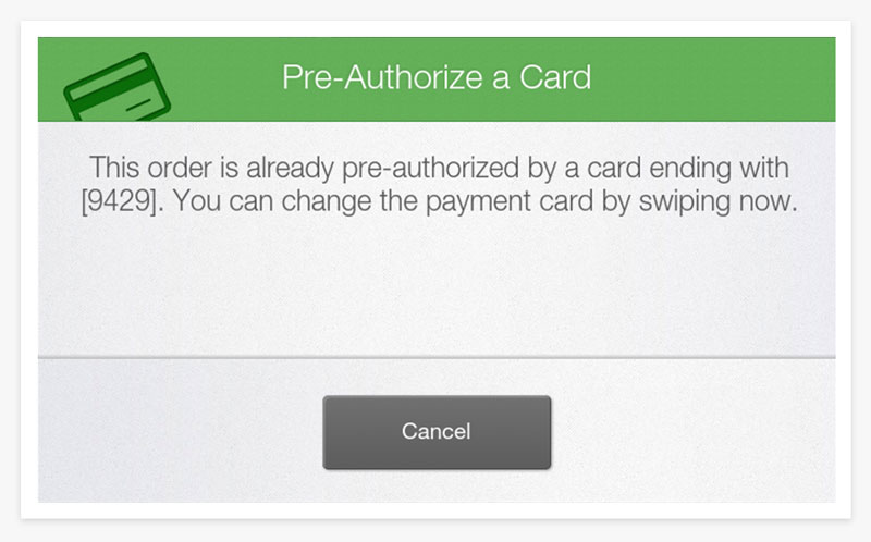 bar point of sale pre authorization