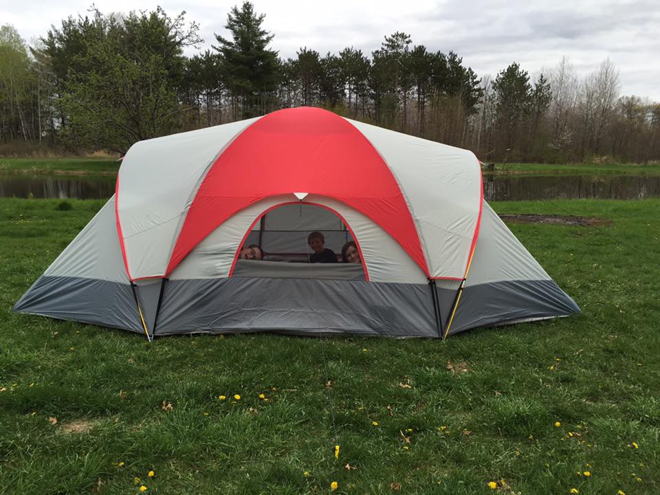 The boys first night in Gabe's new tent