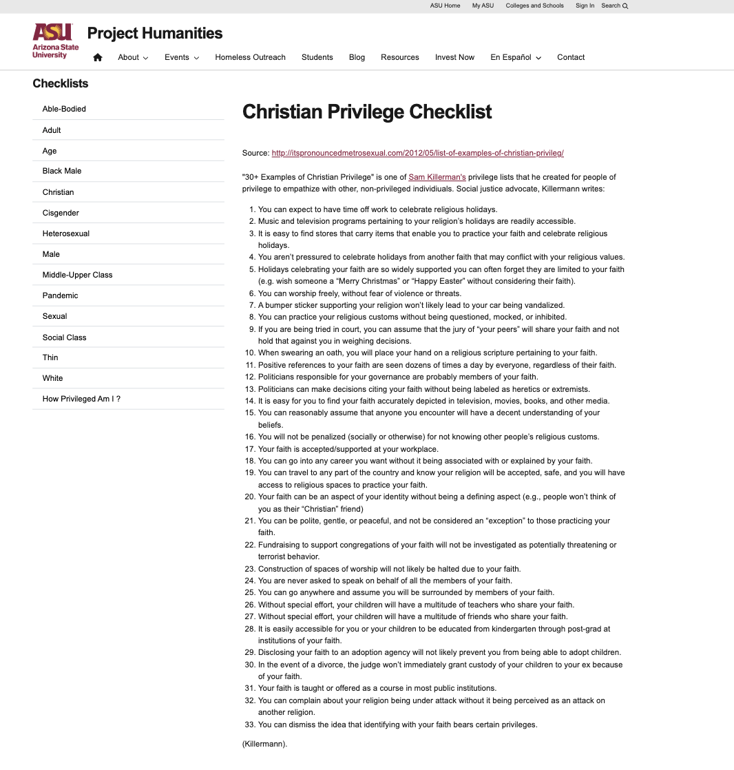 Power And Privilege Checklist.pdf Campus Reform the #1 Source for College News