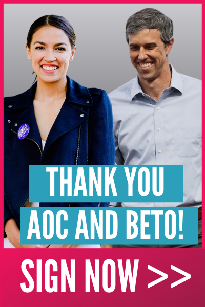 Sign the Thank You card for AOC and Beto