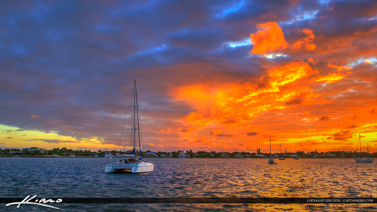 North Palm Beach Sunrise Sailboats and Homes
