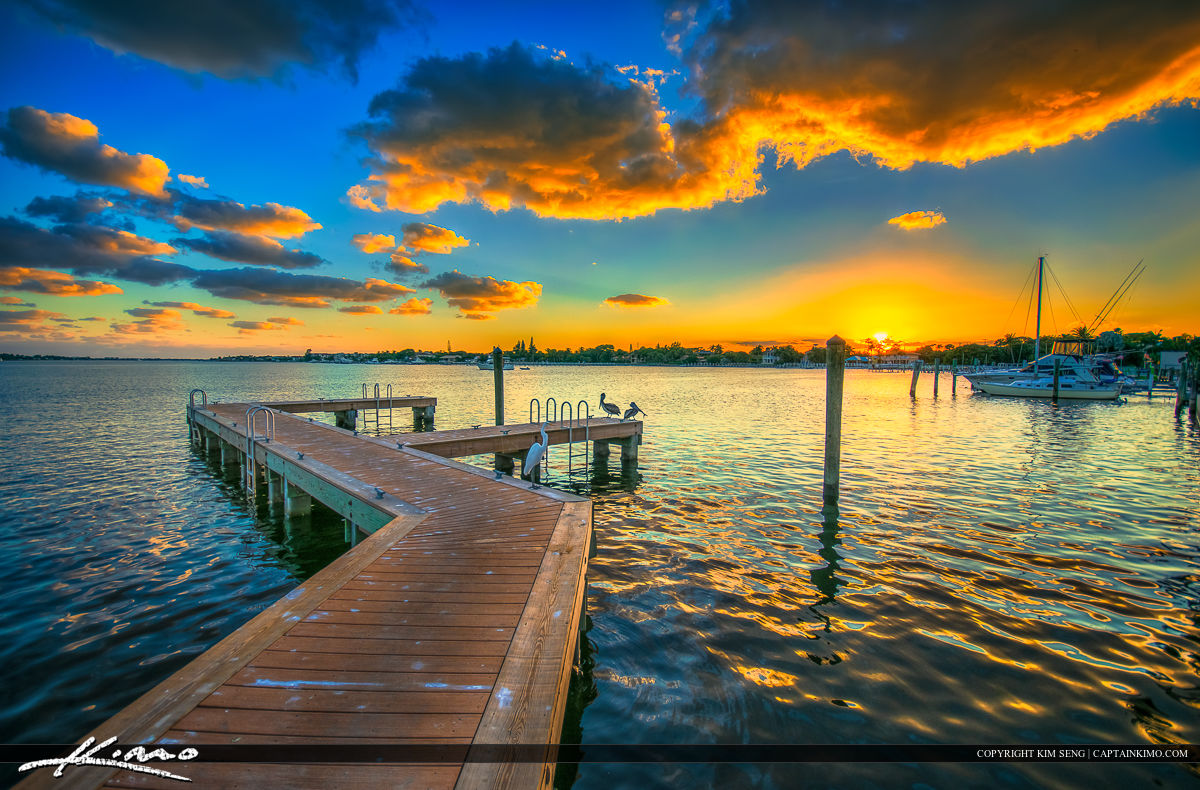 Sunset at the Lantana Boat Ramp by Docks HDR Photography by Captain Kimo