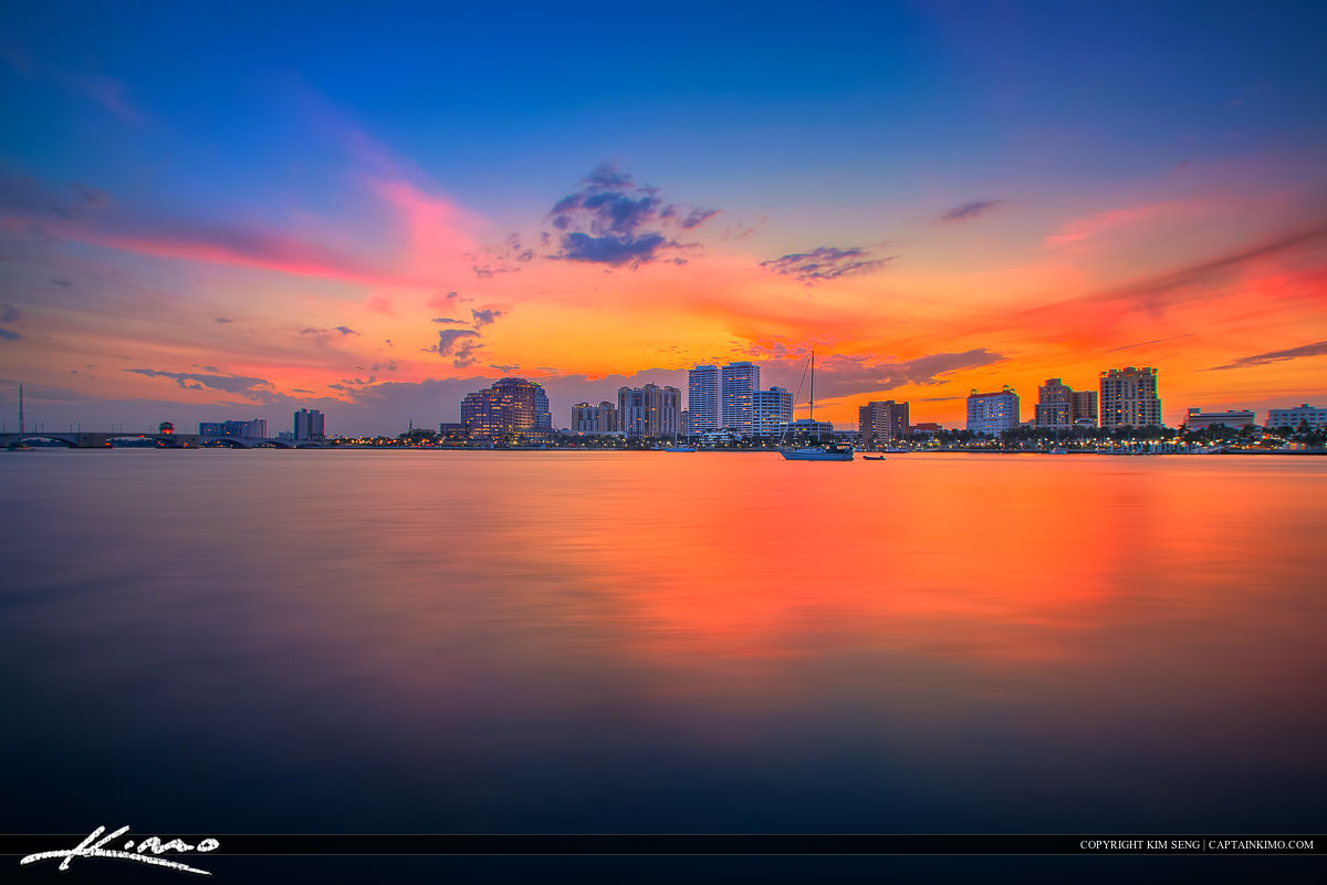West Palm Beach Skyline Colors at Waterway