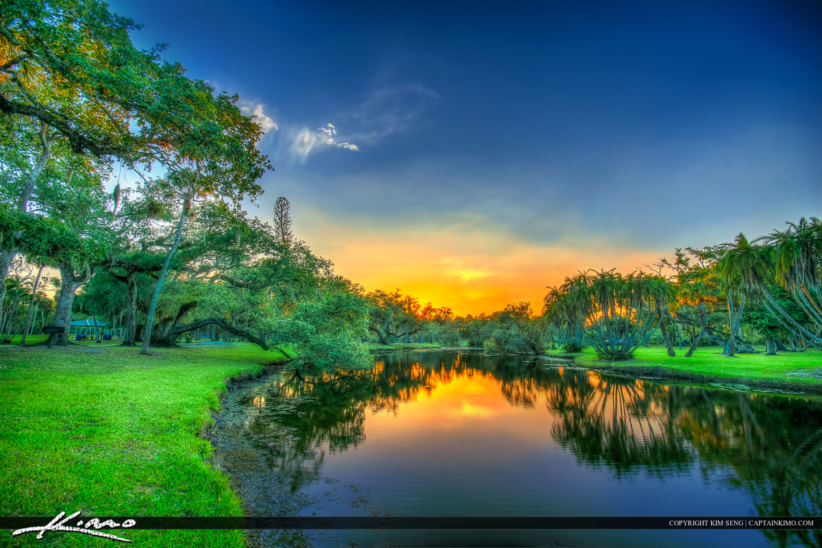 Lake Sunset at White City Park Fort Pierce Florida HDR Photography by
