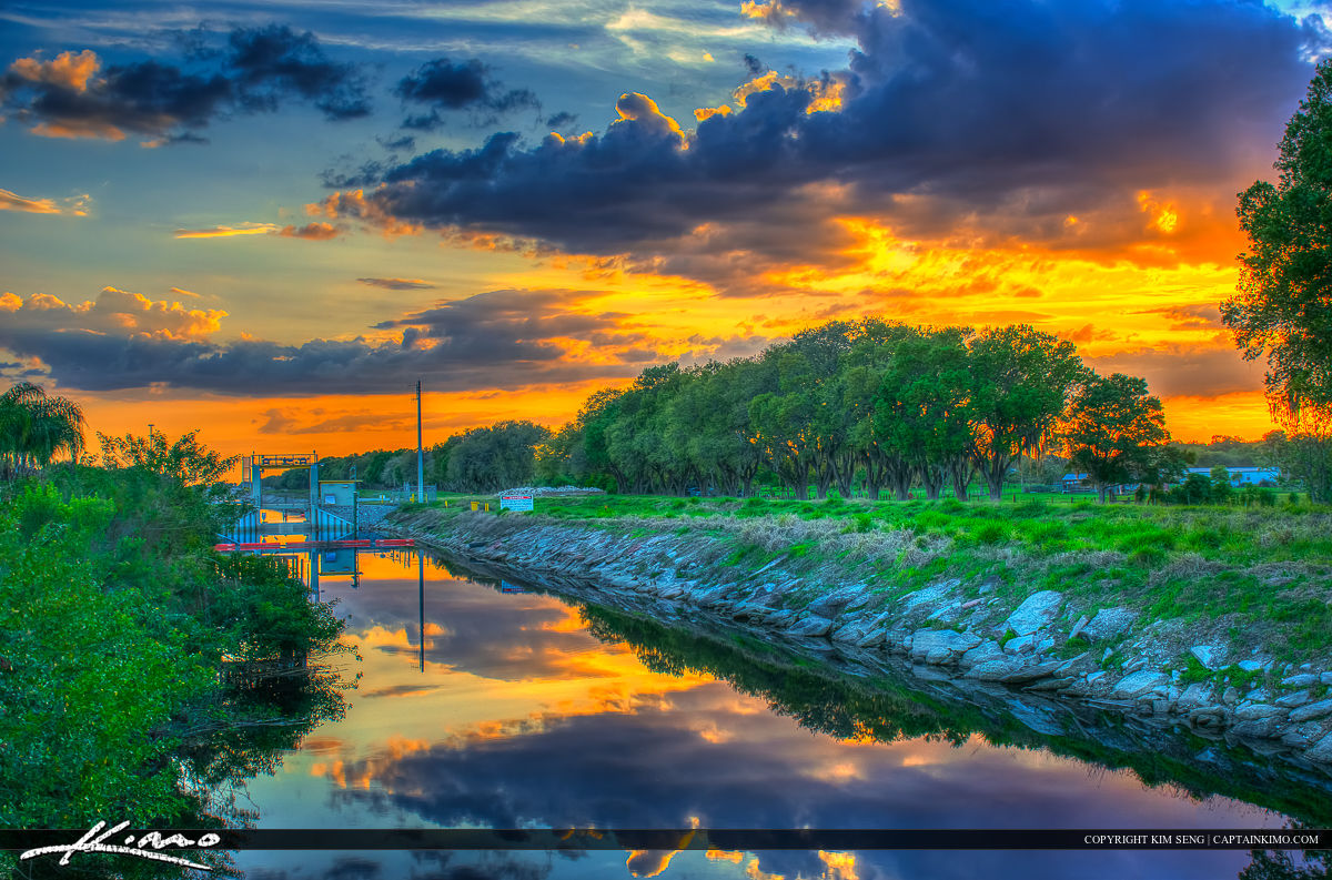 St Cloud Florida Sunset Osceola County Along The River Channel