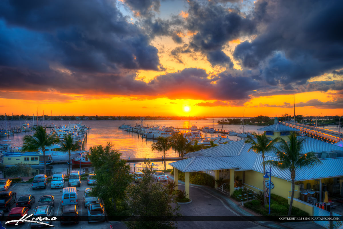 Sunset Marina in Stuart FloridaOver the St. Lucie River HDR