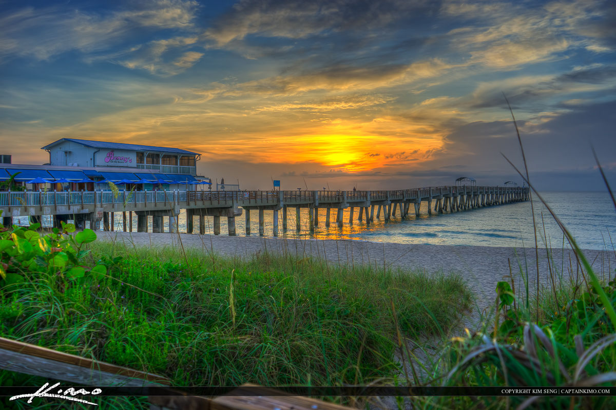 Lake Worth Pier Sunrise Over The Beach HDR Photography By Captain Kimo Lake Worth Pier Sunrise Over The Beach HDR Photography By Captain Kimo