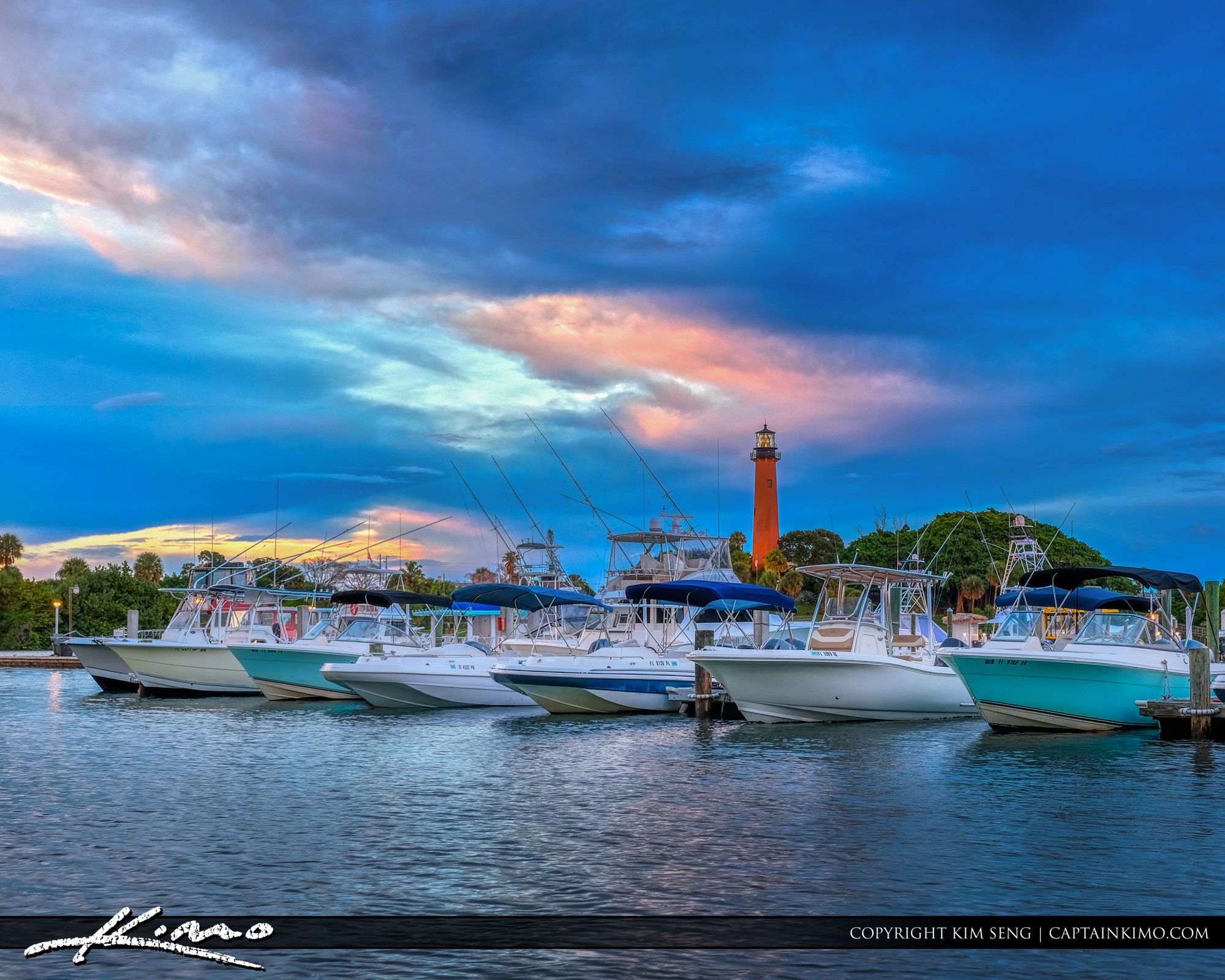 Jupiter Lighthouse Moody Sky from Marina