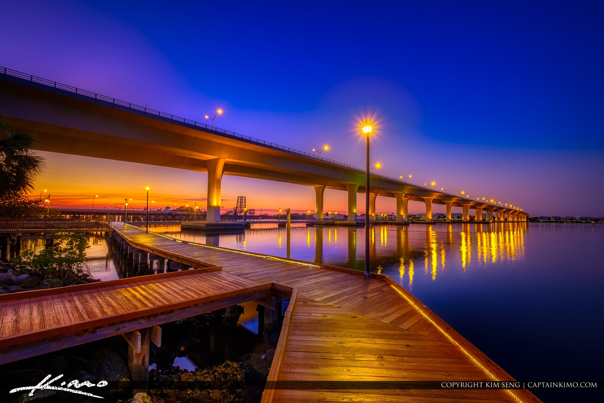 Roosevelt Bridge Boardwalk Run at Riverwalk Park Stuart Florida HDR