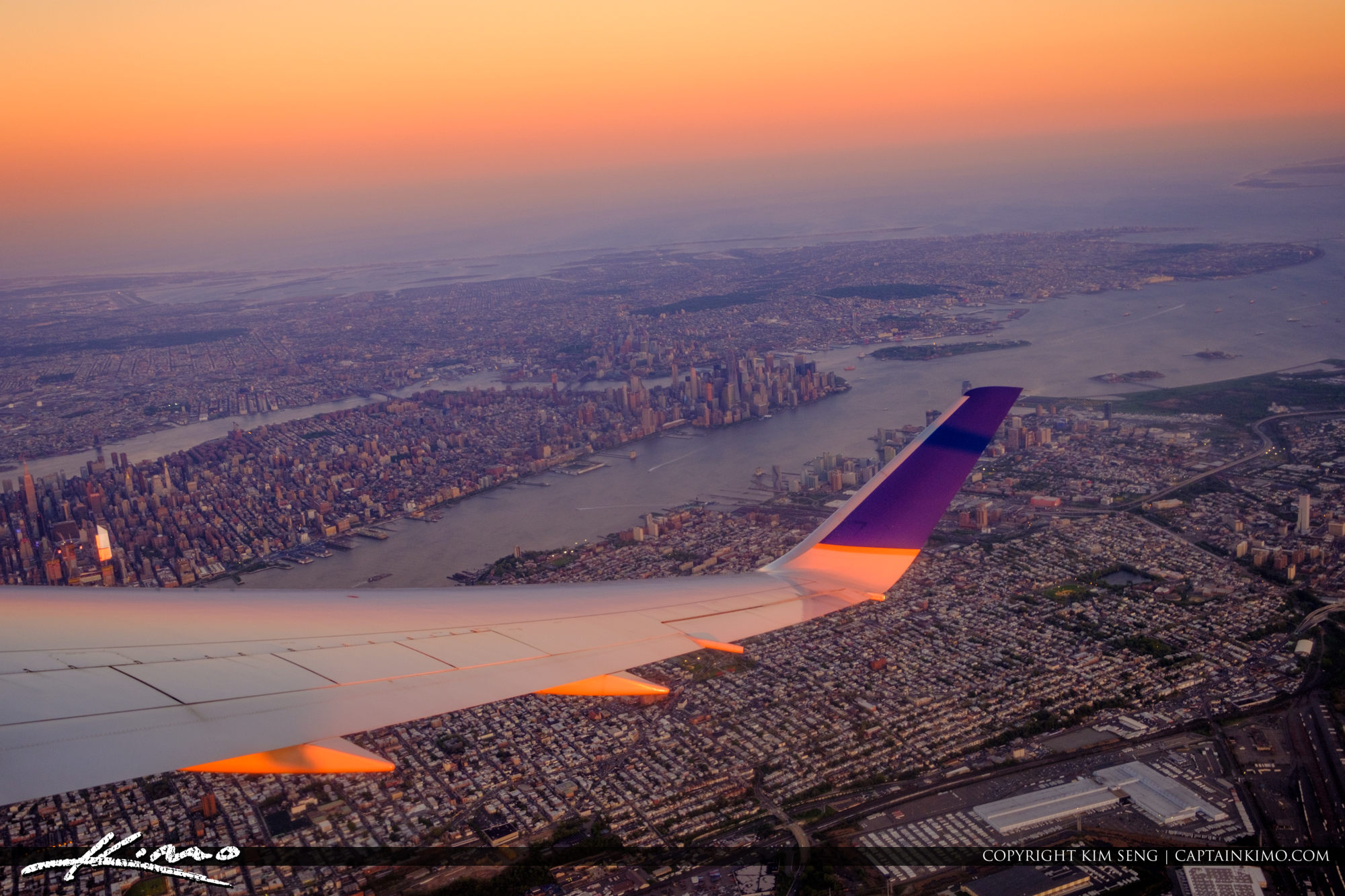 Airplane Wing Over New York City HDR Photography by Captain Kimo