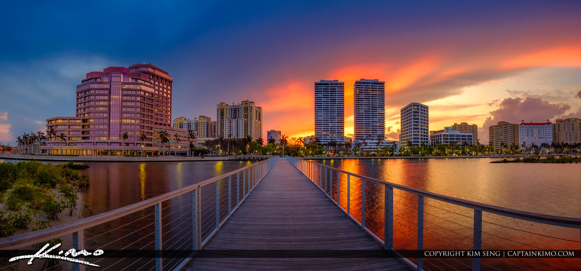 West Palm Beach Sunset Skyline Trump Tower HDR Photography by Captain