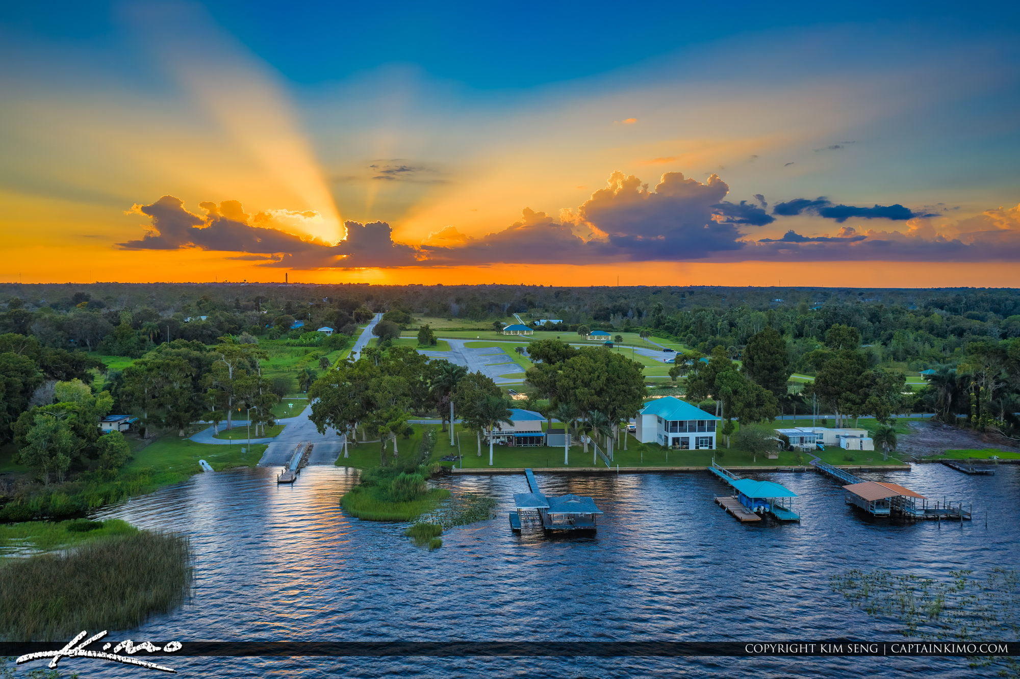 Windy Point Boat Ramp Lake Placid Florida Sunset HDR Photography by Captain Kimo