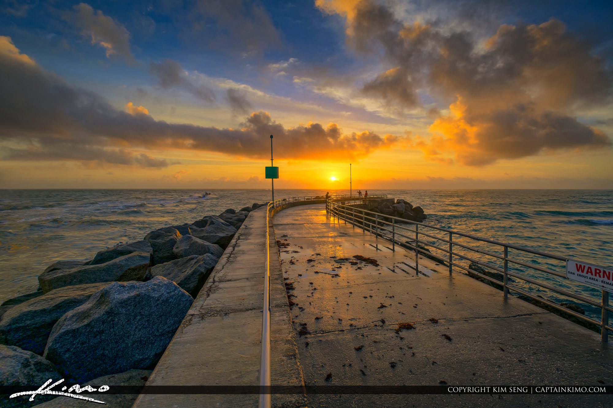 Jupiter Inlet Sunrise at Fishing Jetty Rocks HDR Photography by