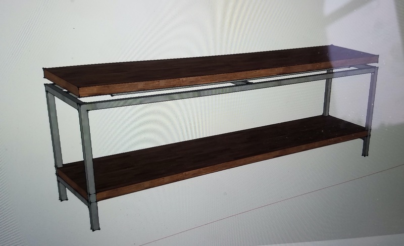 Metal and Wood media stand tv console custom floating top