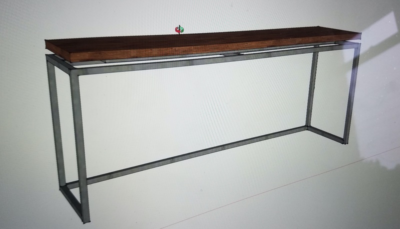 Metal and Wood Sofa Table Entryway Hall Buffet
