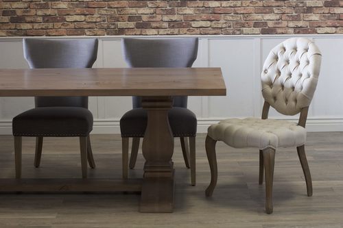 Morgan Linen Dining Chair with Nailhead Trim Warm Gray - James+James