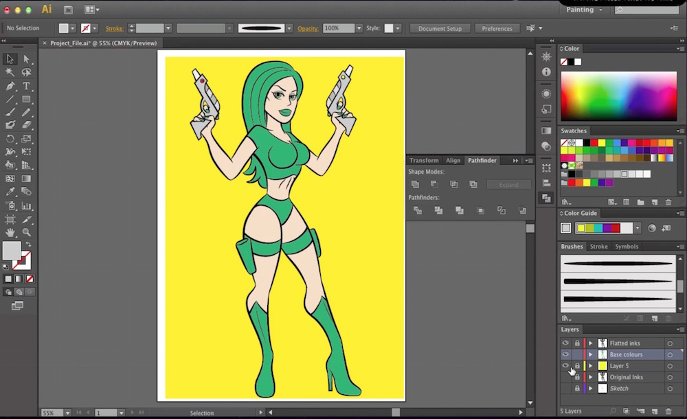 How to Draw a Pin Up Girl in Illustrator Part 3