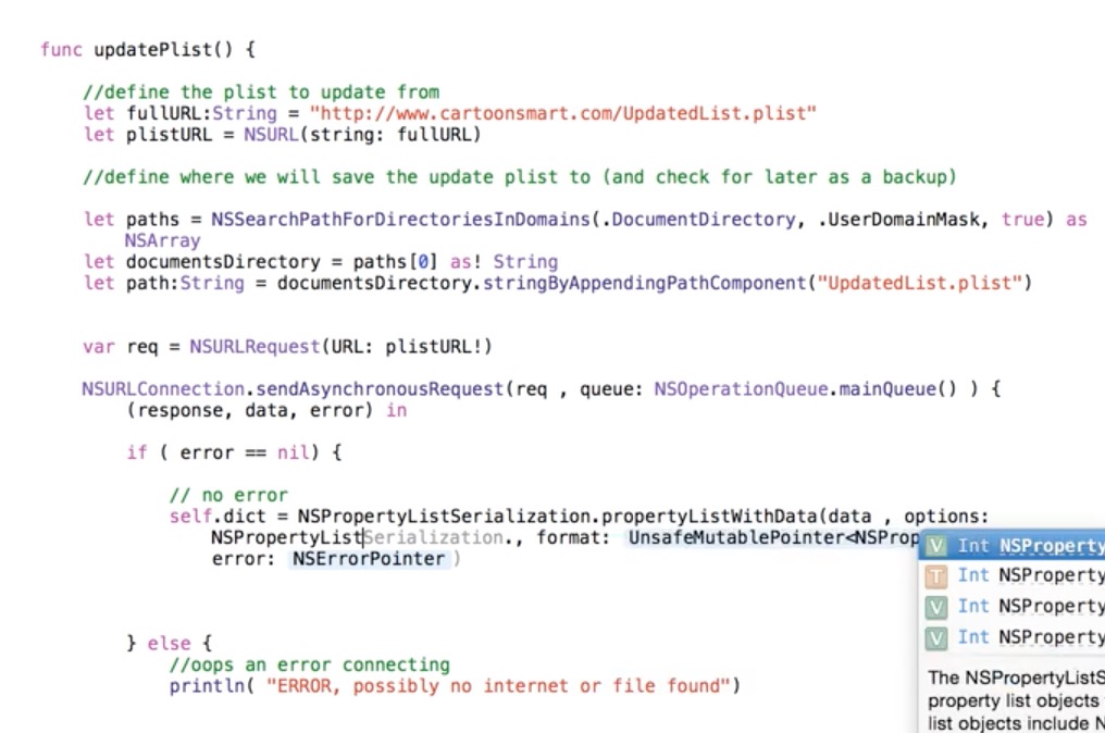 Updating a Property List from Server