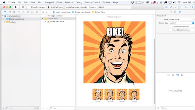 Using the Sticker Pack Project Template in Xcode