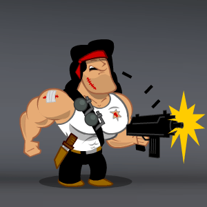 Fully animated, free game character Rambo styleFully animated, free game character Rambo style