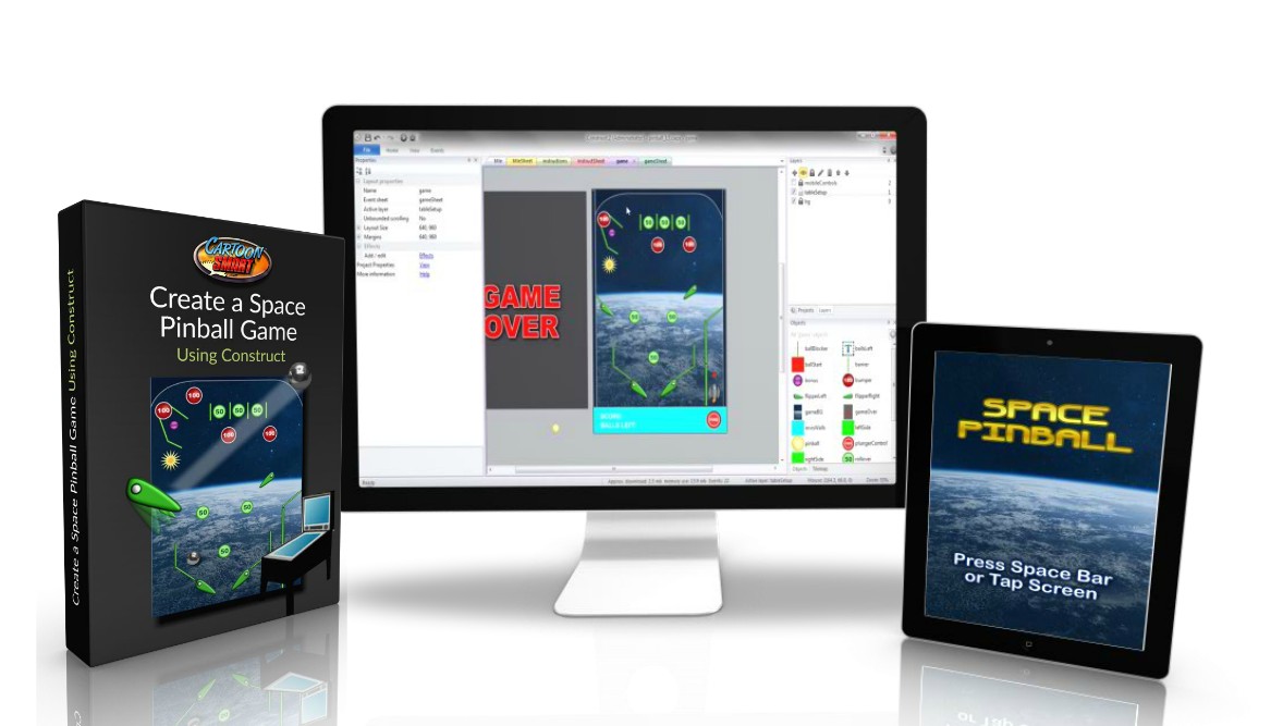 Space Pinball Game Tutorial using Construct 2