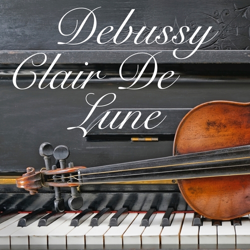 Debussy: Clair De Lune (Classical Cello and Piano) Cover Art Blurred Background