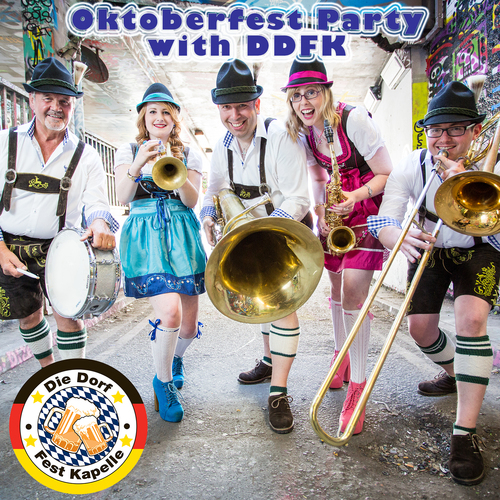 Oktoberfest Party with DDFK Cover Art Blurred Background