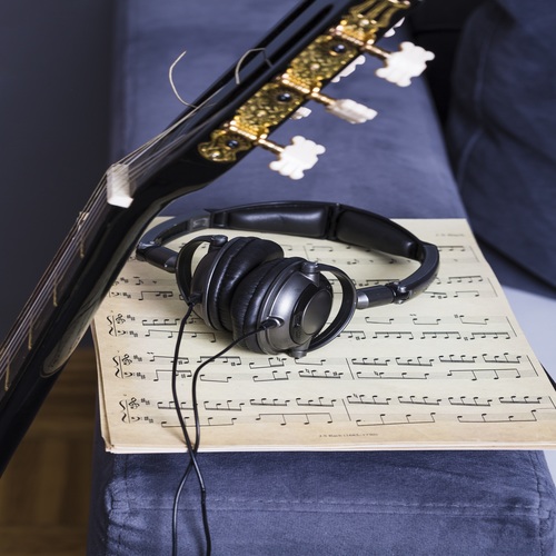 Guitar and Piano Beat Cover Art Blurred Background