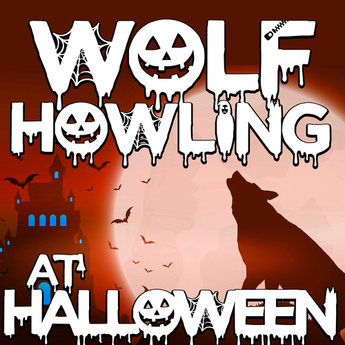Wolf Howling at Halloween Cover Art Blurred Background