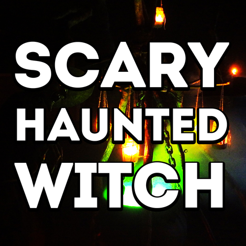 Scary Haunted Witch Laughing Cover Art Blurred Background