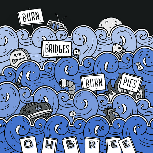Burn Bridges, Burn Pies Cover Art Blurred Background