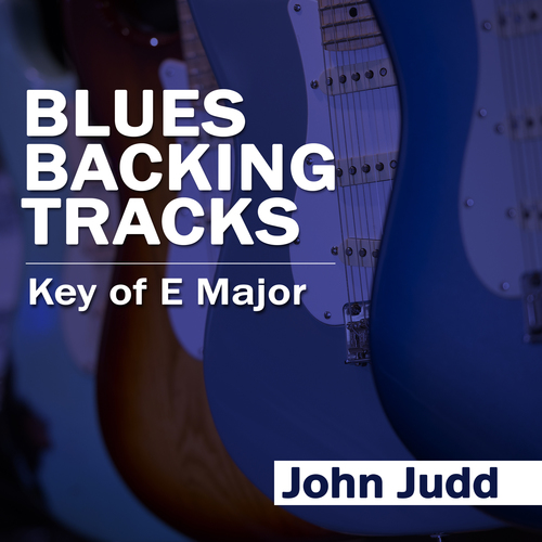 Blues Backing Tracks: Key of E Major Cover Art Blurred Background
