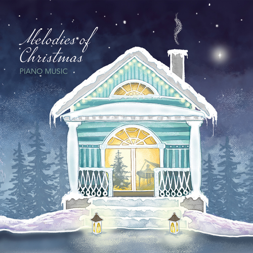 Melodies of Christmas: Piano Music Cover Art Blurred Background