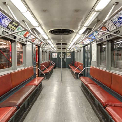 NYC Subway Door Cover Art Blurred Background