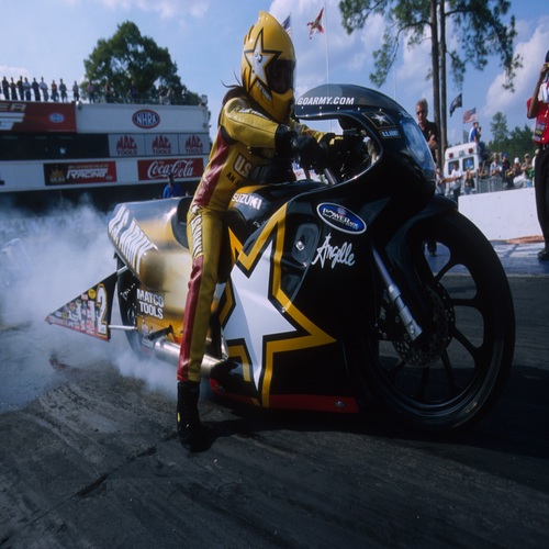 Drag Racing Pro Stock Motorcycle Cover Art Blurred Background