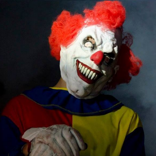 Killer Clown Laugh Cover Art Blurred Background