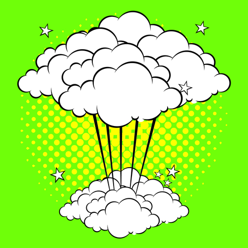 Cartoon Bomb Falling Whistle and Explosion Cover Art Blurred Background