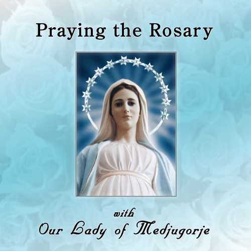 Praying the Rosary with Our Lady of Medjugorje Cover Art Blurred Background