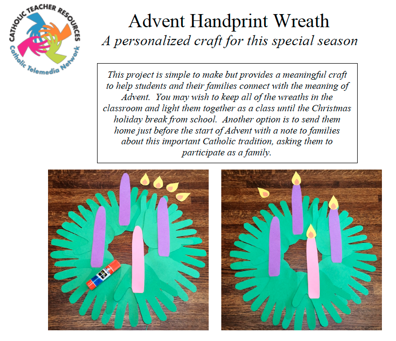 Arts And Crafts Advent Handprint Wreath Catholic Teacher Resources
