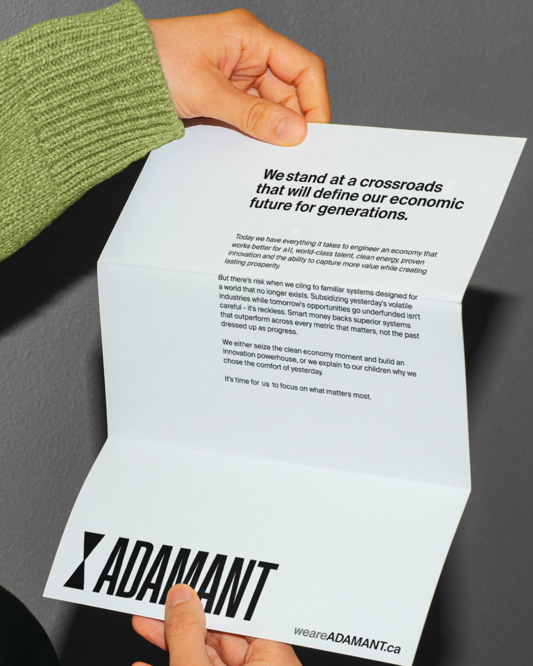 Mock-up of Adamant coalition letter.