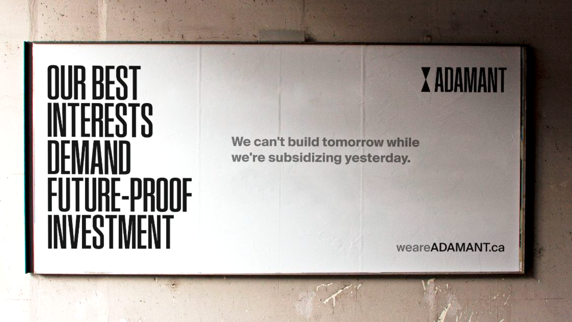 Mock-up of Adamant billboard. Our best interests demand fossil free investment.