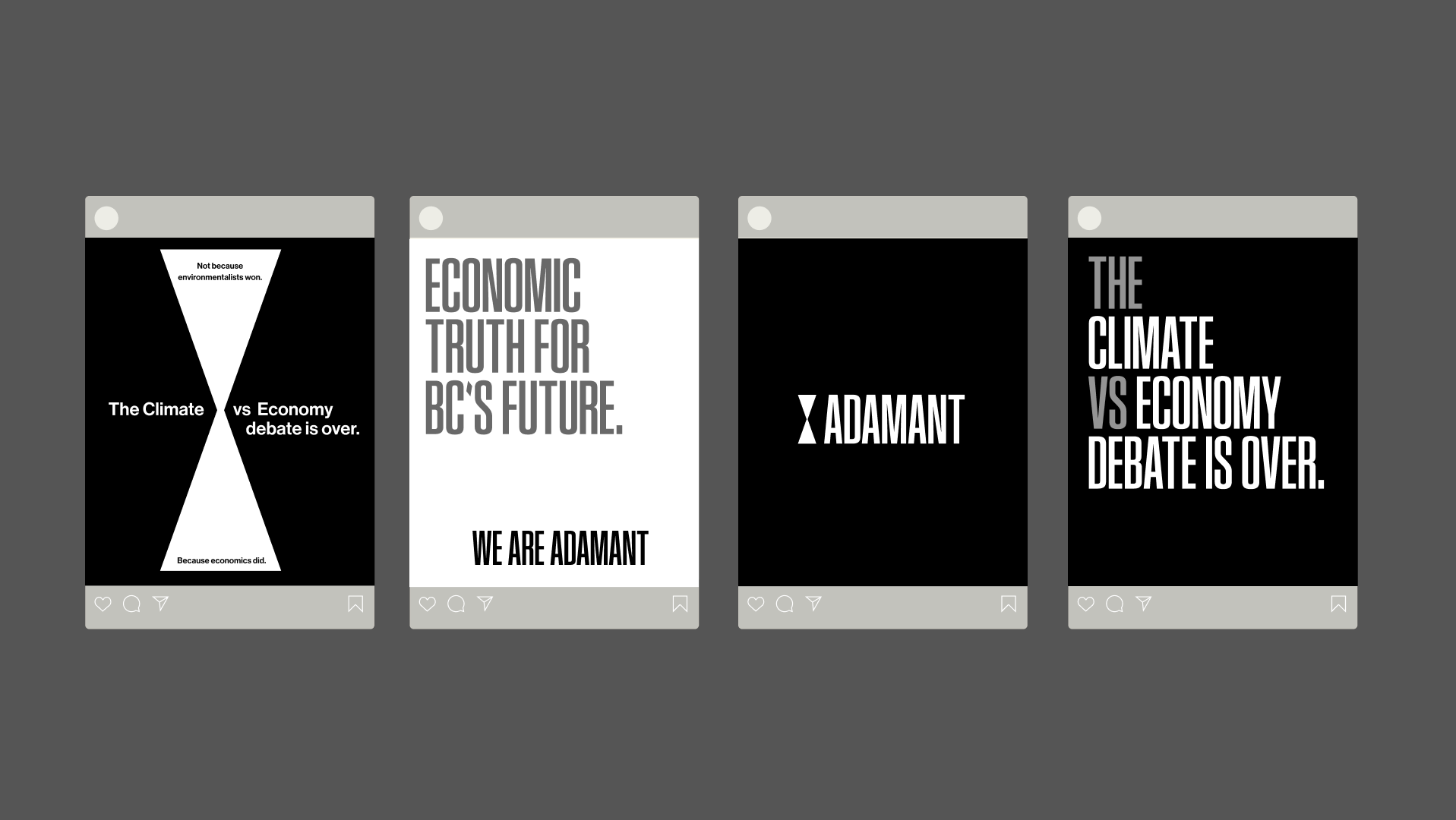 Mock-up of Adamant social media posts.