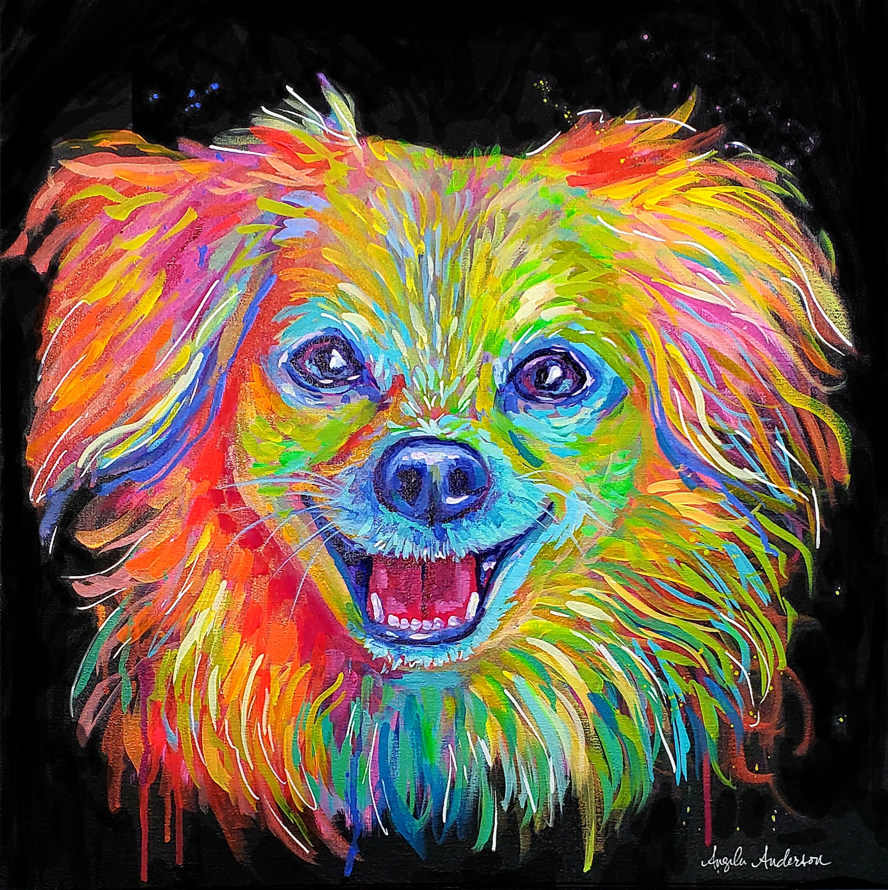 Colorful Dog Acrylic Painting Tutorial on Large Canvas Patreon