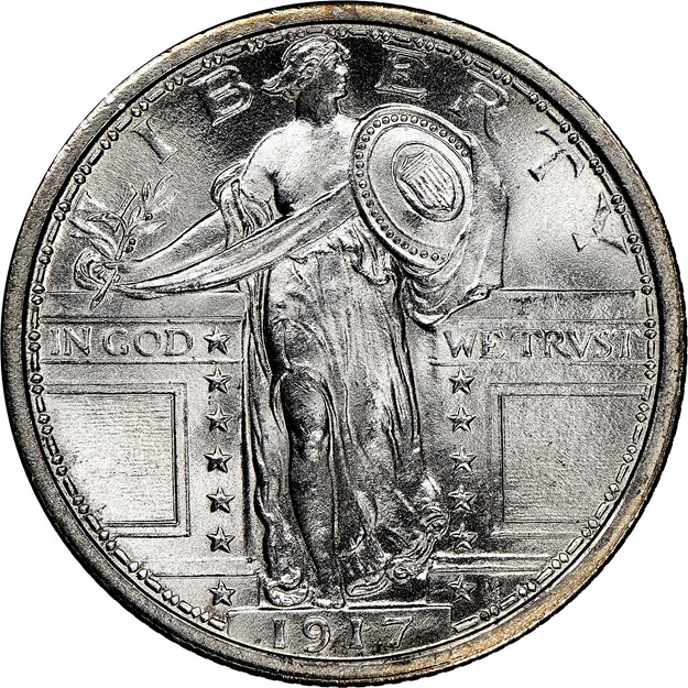 假币鉴别：1917年站姿自由女神25美分| NGC