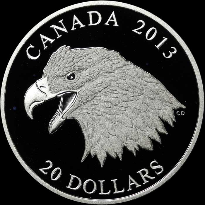 Error Coins: Canada 2013 Bald Eagle Silver $20 Coin, Missing Edge