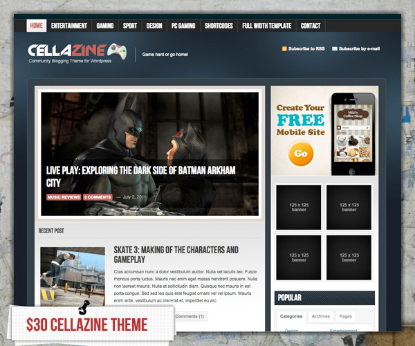 Cellazine blogging wordpress theme