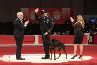 Uniformed Service K-9: “Duke,” a Doberman Pinscher handled by Detective Sergeant Ed Soares of Menlo Park, California; the ACE Awards ceremony at the 2017 AKC National Championship presented by Royal Canin.