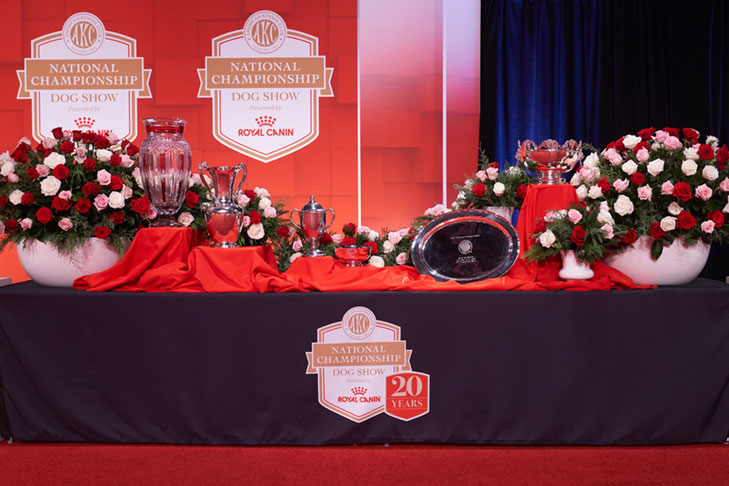 Trophy table at the 2020 AKC National Championship presented by Royal Canin, Orlando, FL.