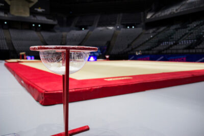Gymnastic equipment in a gymnastic arena in Paris