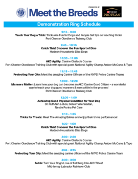 AKC Meet the Breeds New York 2025 Demonstration Ring Schedule